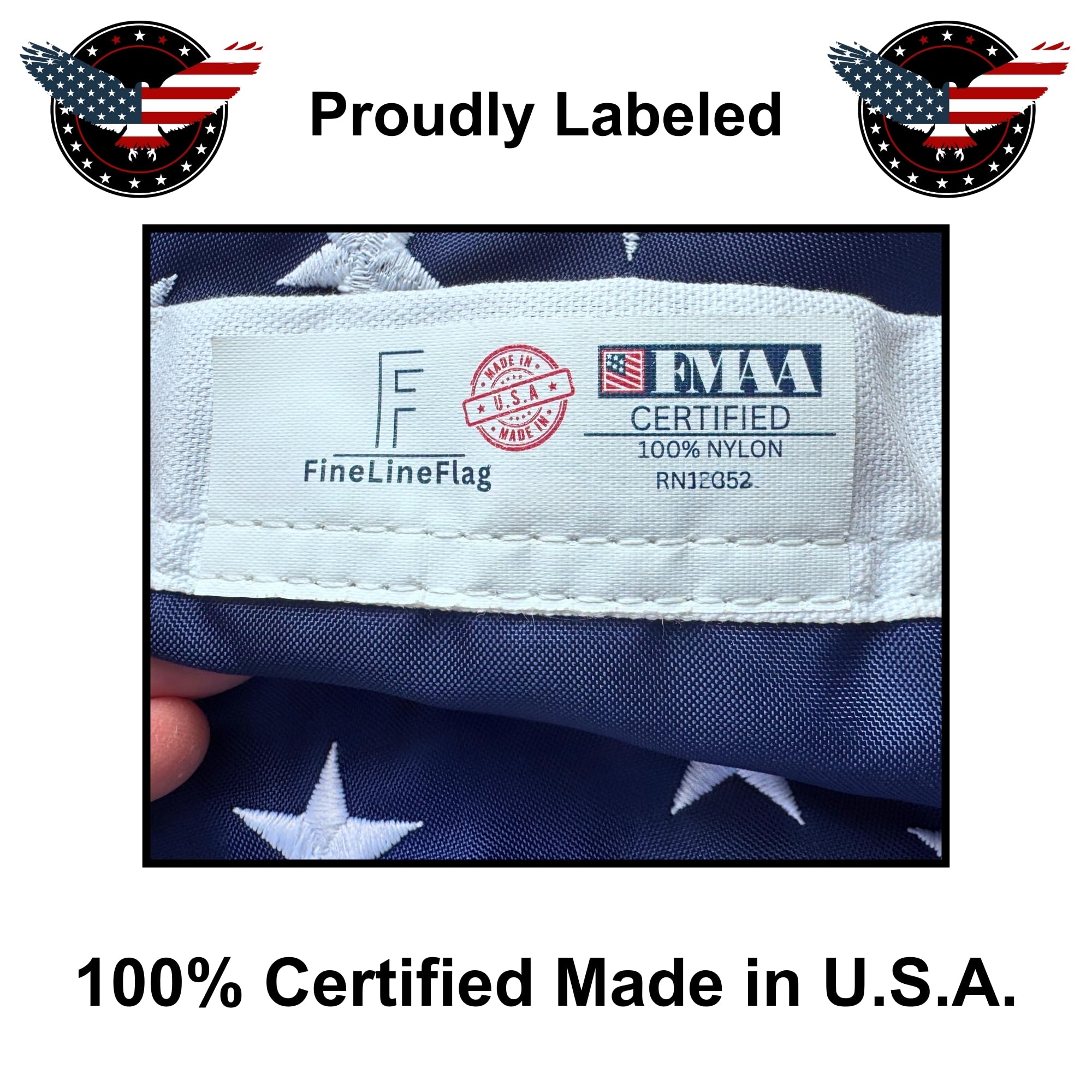 Fine Line Flag with sewn stripes displayed outdoors