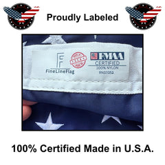 Fine Line Flag with sewn stripes displayed outdoors