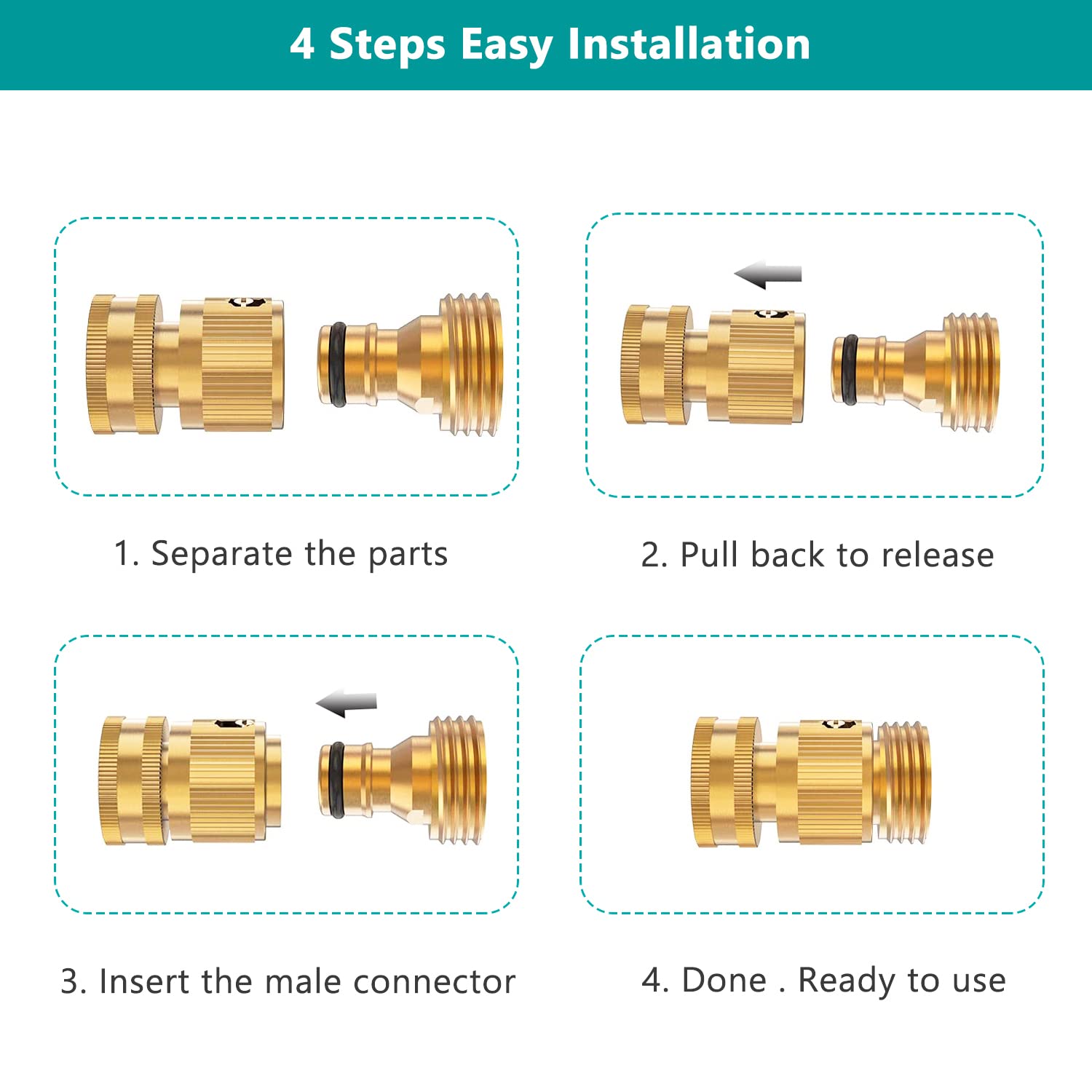 FINEST+ brass female swivel connector with rubber washer