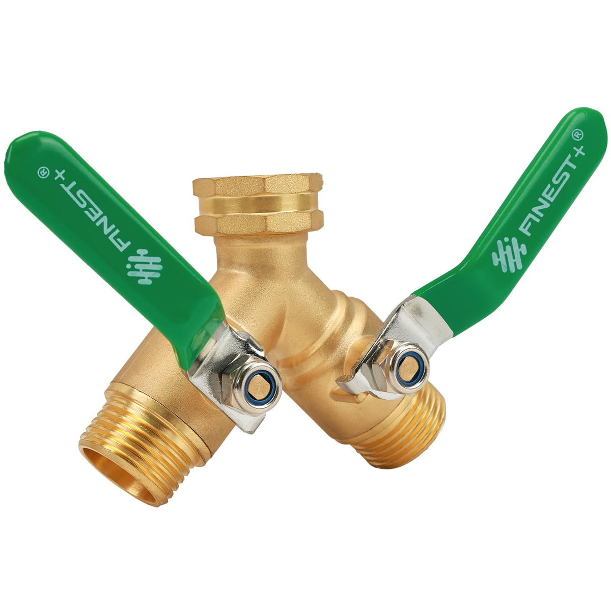 FINEST+ Brass Garden Hose Splitter 2 Way front view
