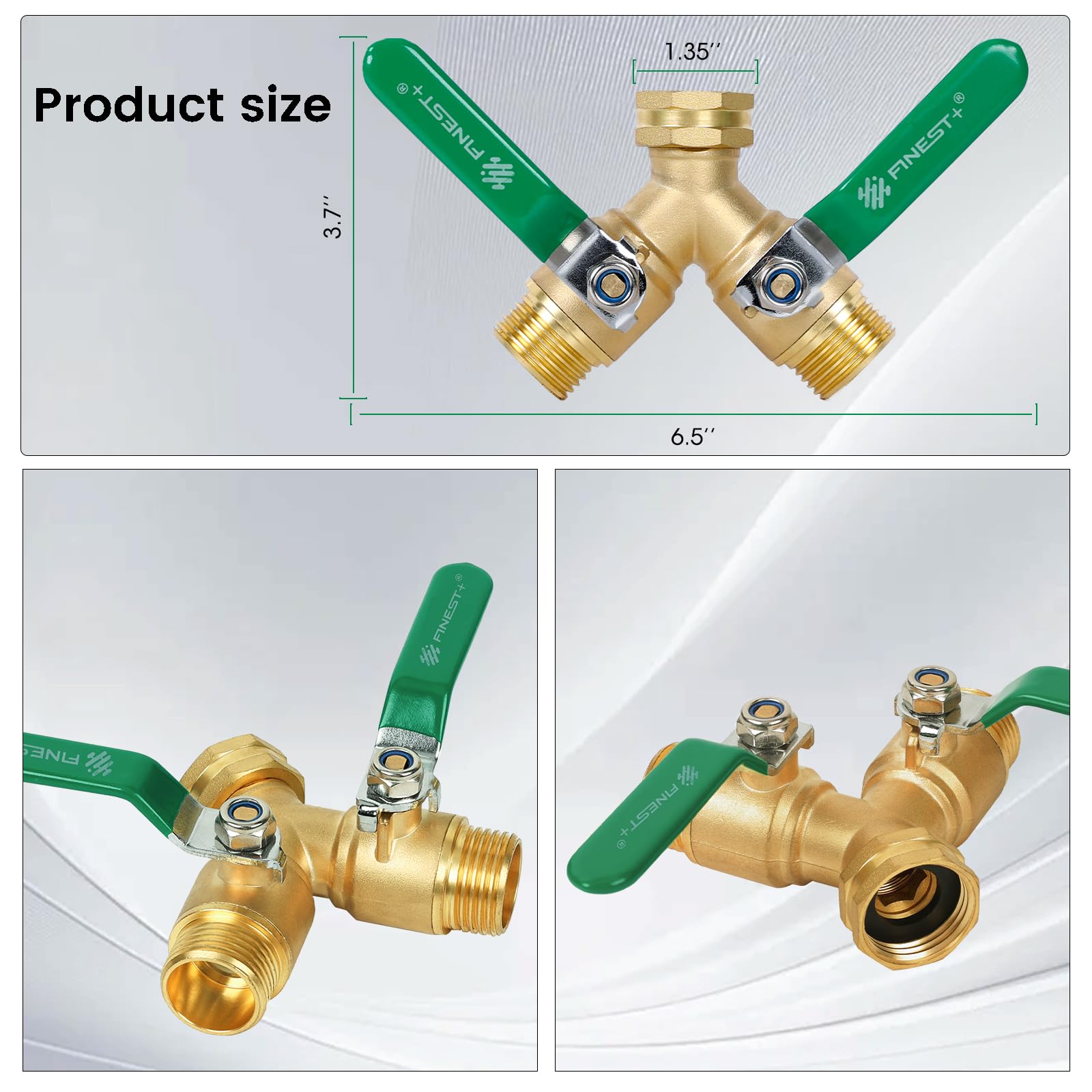 FINEST+ Brass Garden Hose Splitter 2 Way packaging