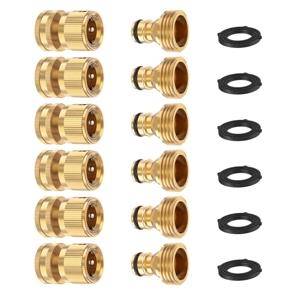 FINEST+ Garden Hose Quick Connectors pack of 6 with brass finish