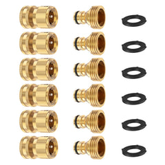 FINEST+ Garden Hose Quick Connectors pack of 6 with brass finish