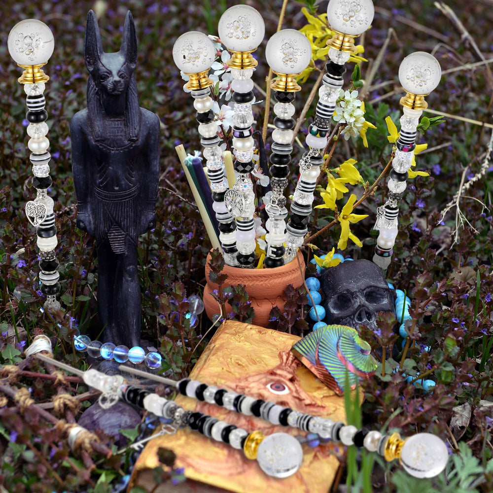 Finished Tigeen garden stake with decorative beads and diamond top