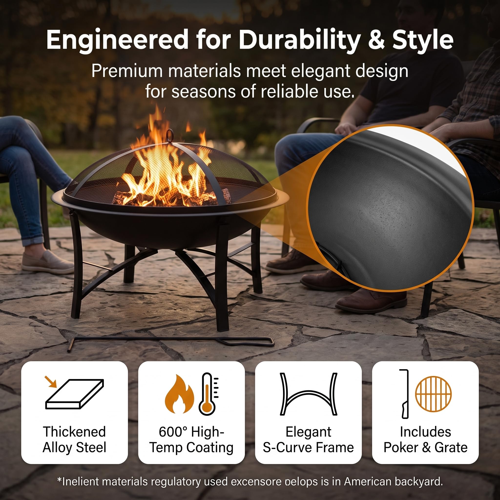 Fire Beauty outdoor fire pit in a backyard setting