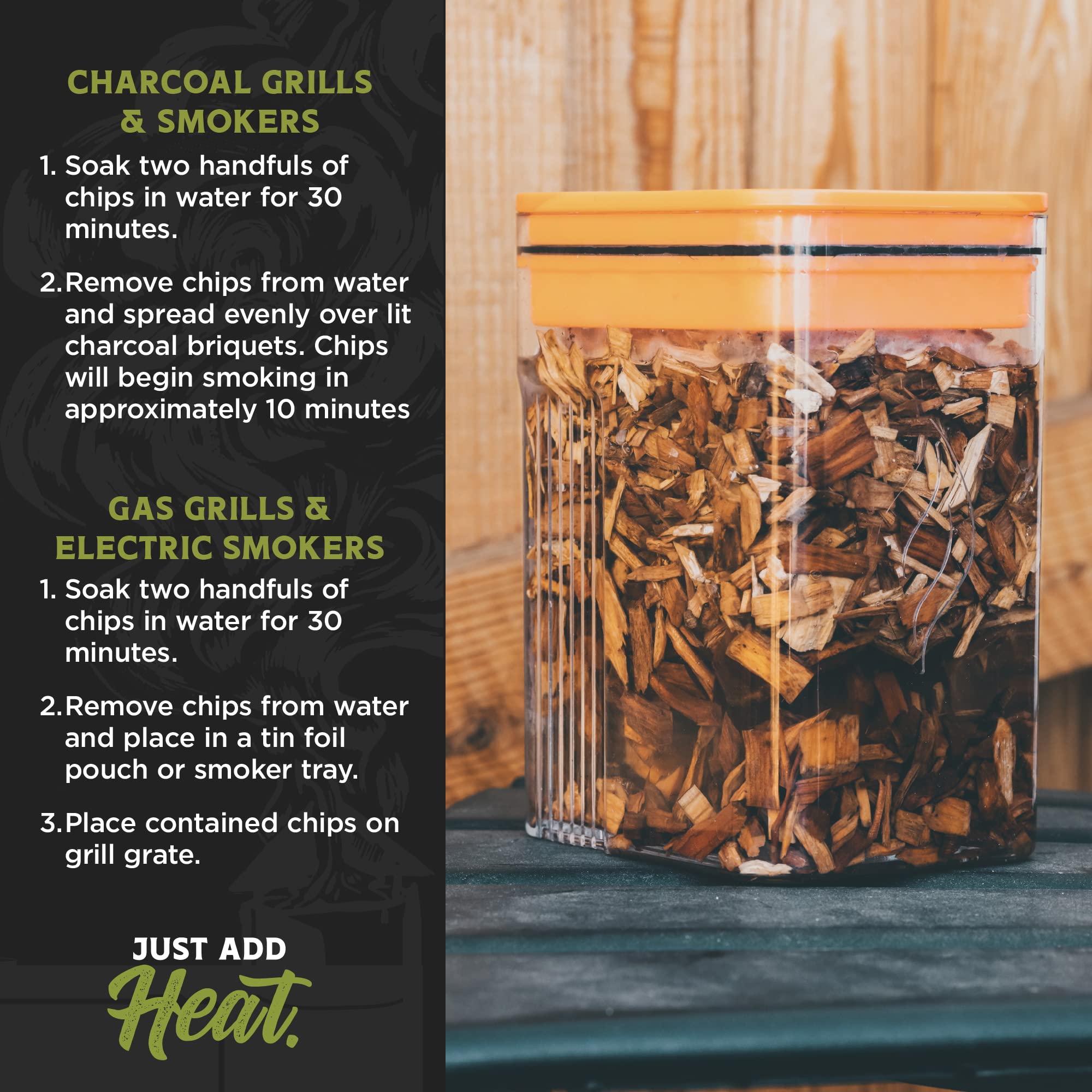 Fire & Flavor Apple Wood Chips on charcoal grill