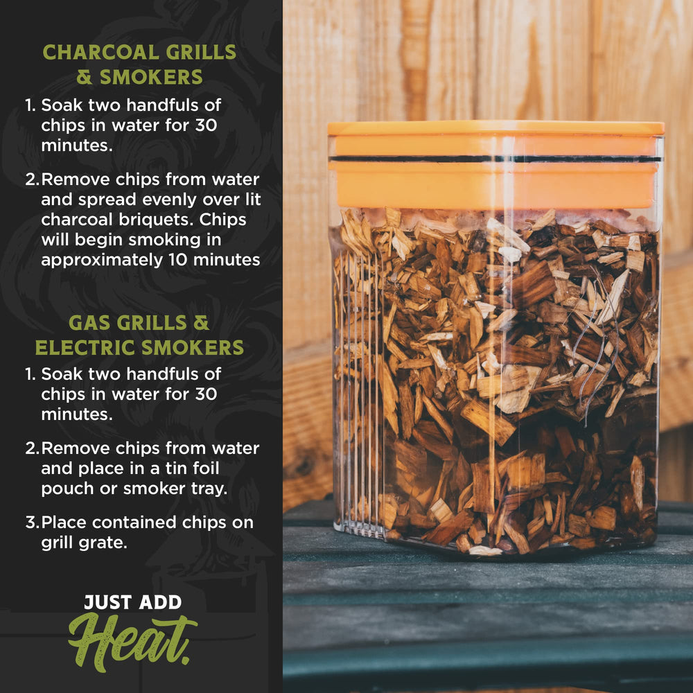 Fire & Flavor Apple Wood Chips on charcoal grill