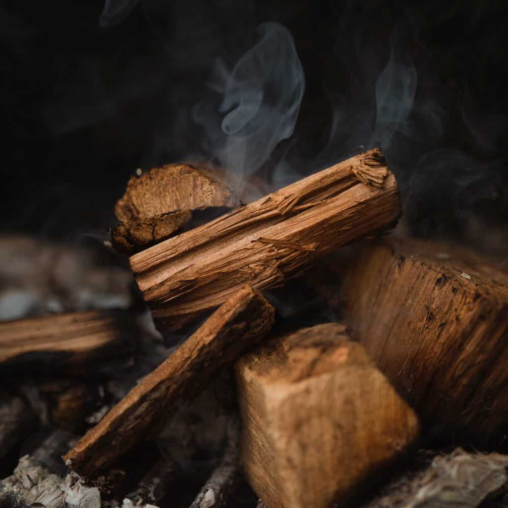 Fire & Flavor Hickory Wood Chunks scattered for display