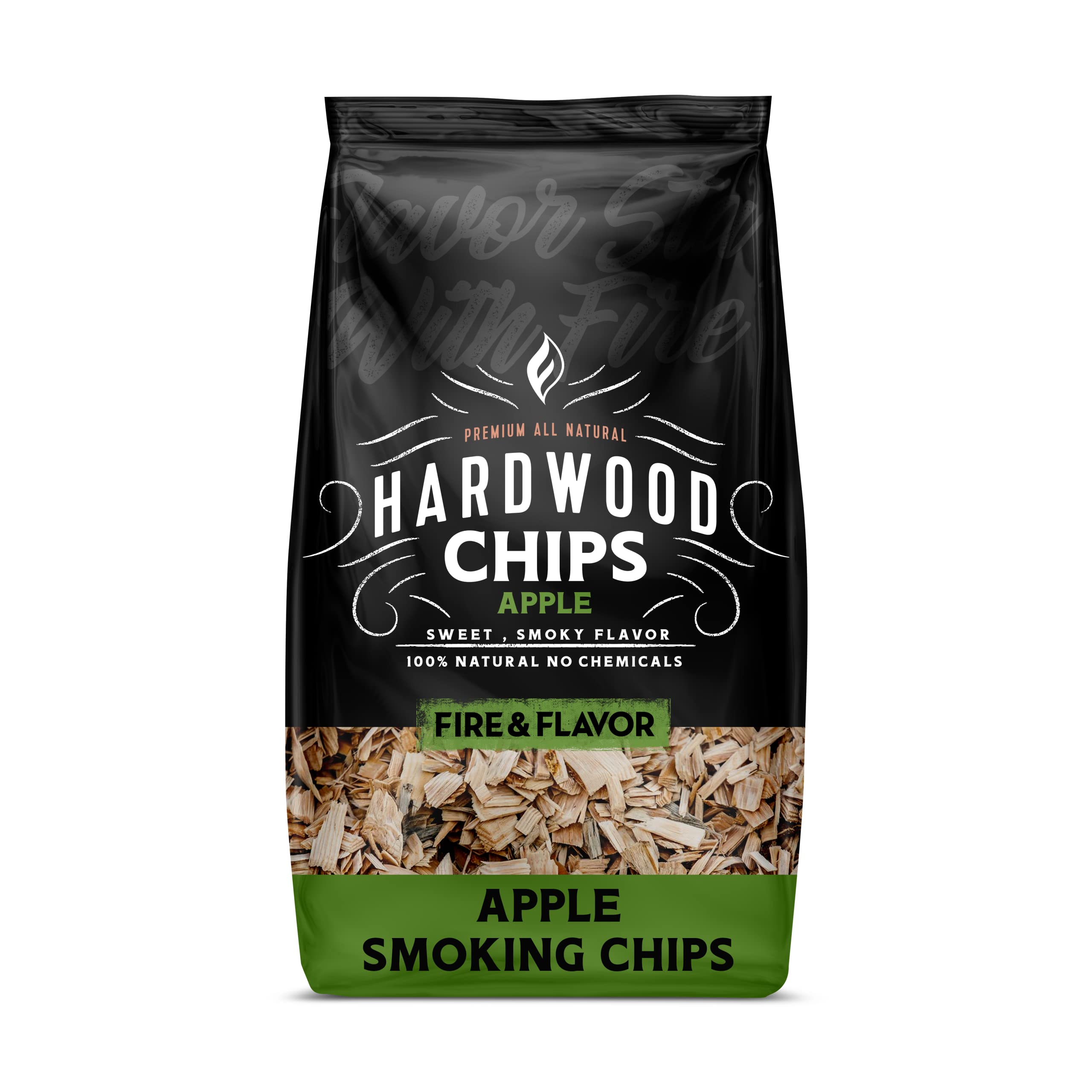 Fire & Flavor Premium Apple Wood Chips 2lbs front view