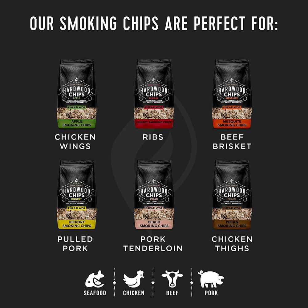 Fire & Flavor wood chips on charcoal grill