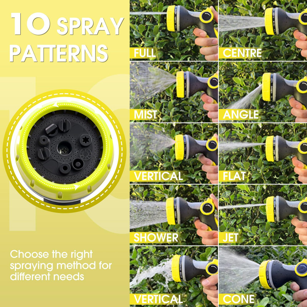 Fire Frog Garden Hose Nozzle showing 10 adjustable settings