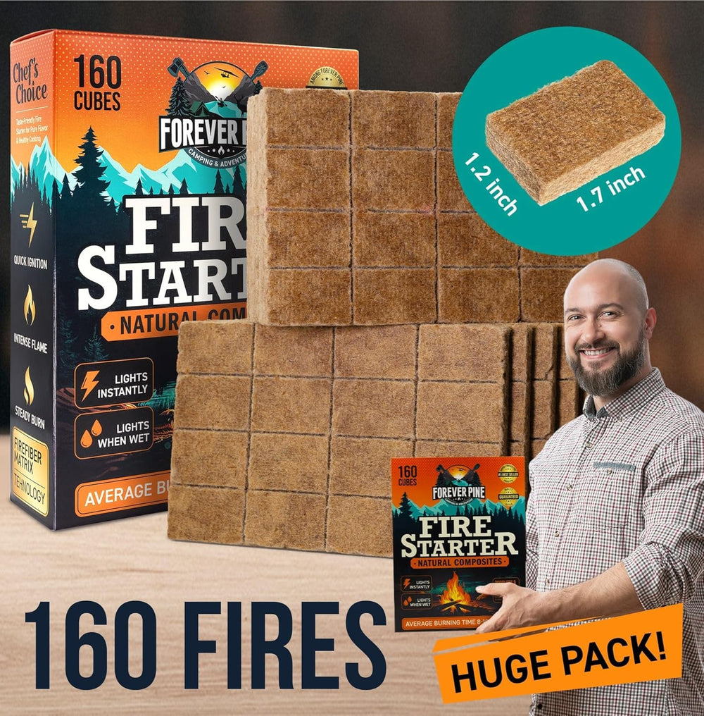 Fire starter cubes burning brightly outdoors
