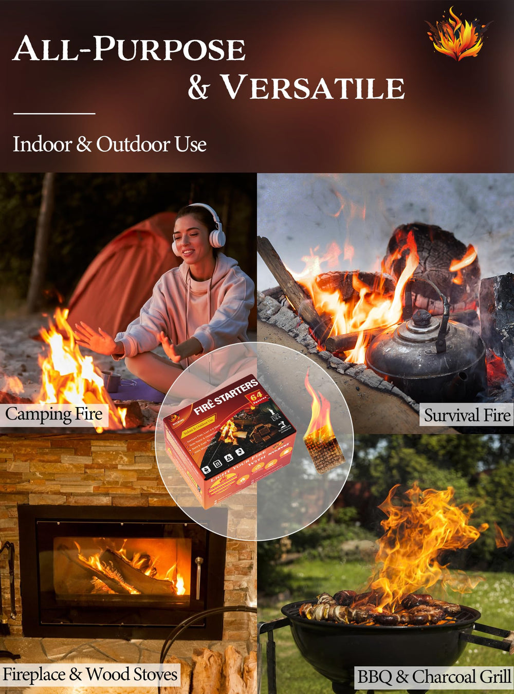 Fire Starter Squares being used in a camping setup
