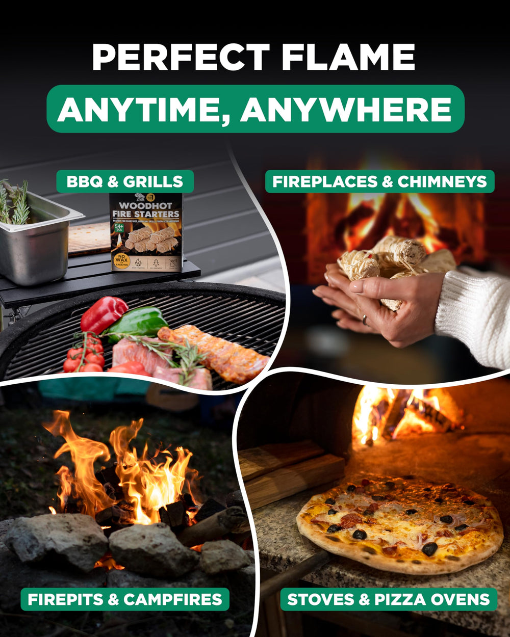 Fire starters placed near a Big Green Egg grill