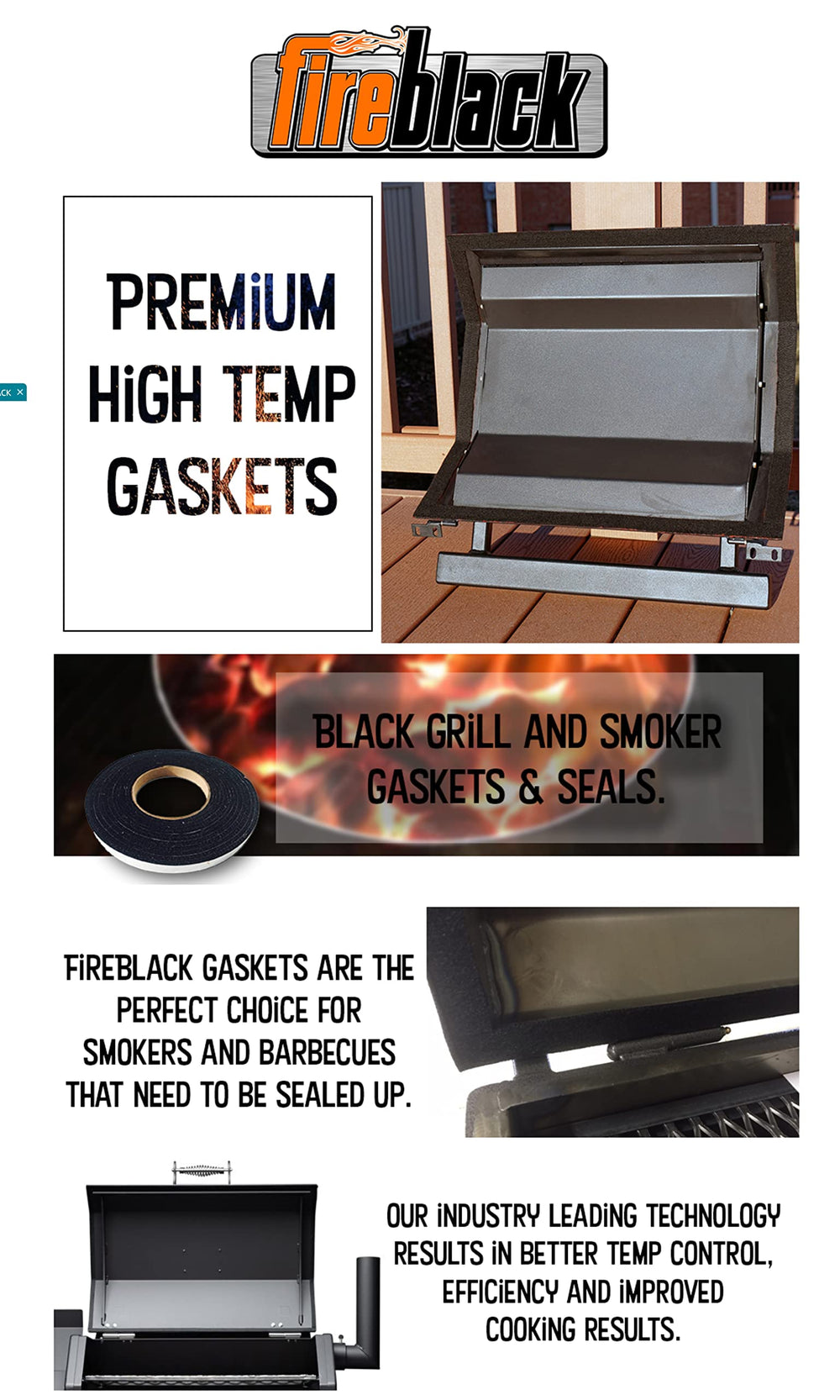 FireBlack BBQ Smoker Gasket in use during grilling
