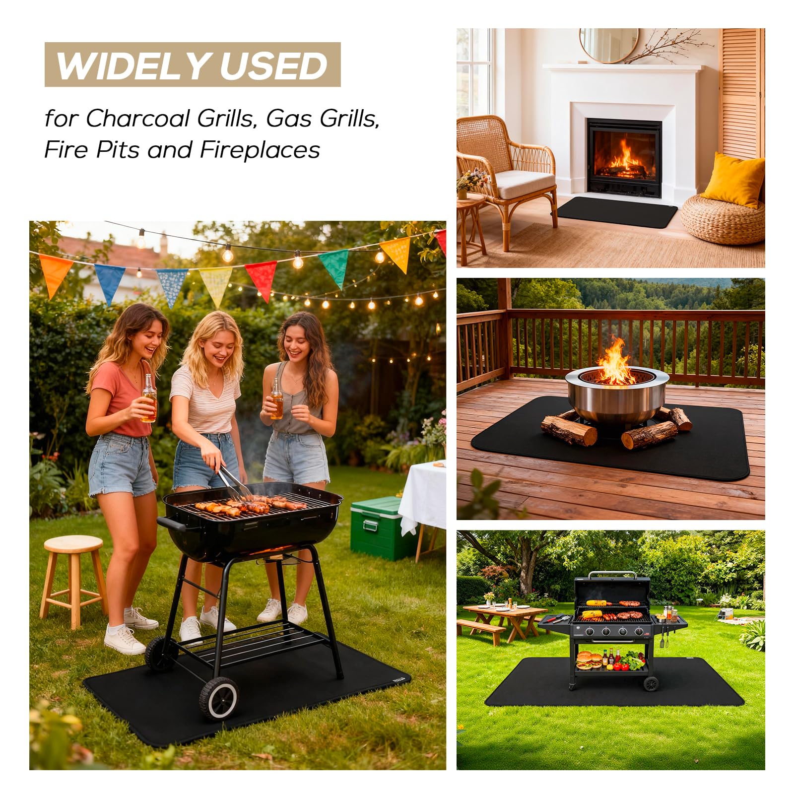 FIREWESS Under Grill Mat black silicone design