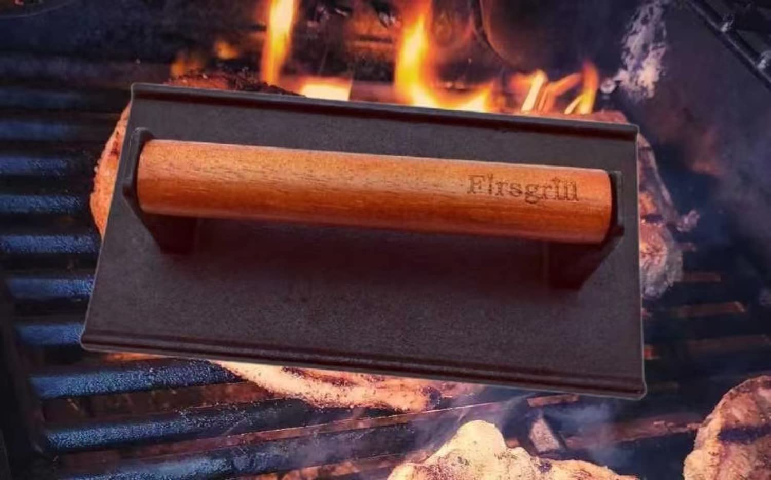 Firsgrill Cast Iron Grill Press side view