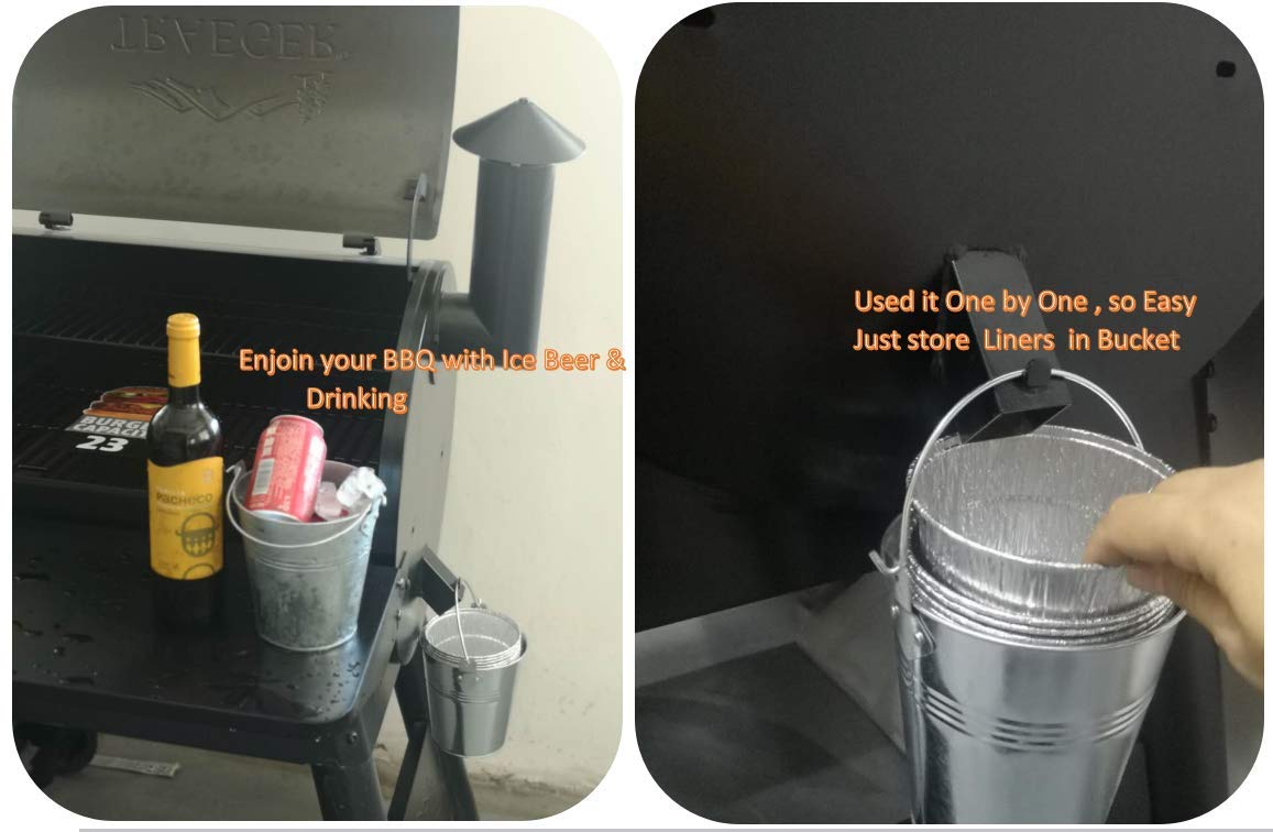 Firsgrill grease bucket top view showing liner inside