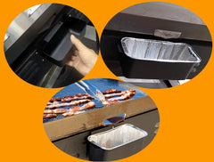 Firsgrill grease cup in use on Blackstone griddle