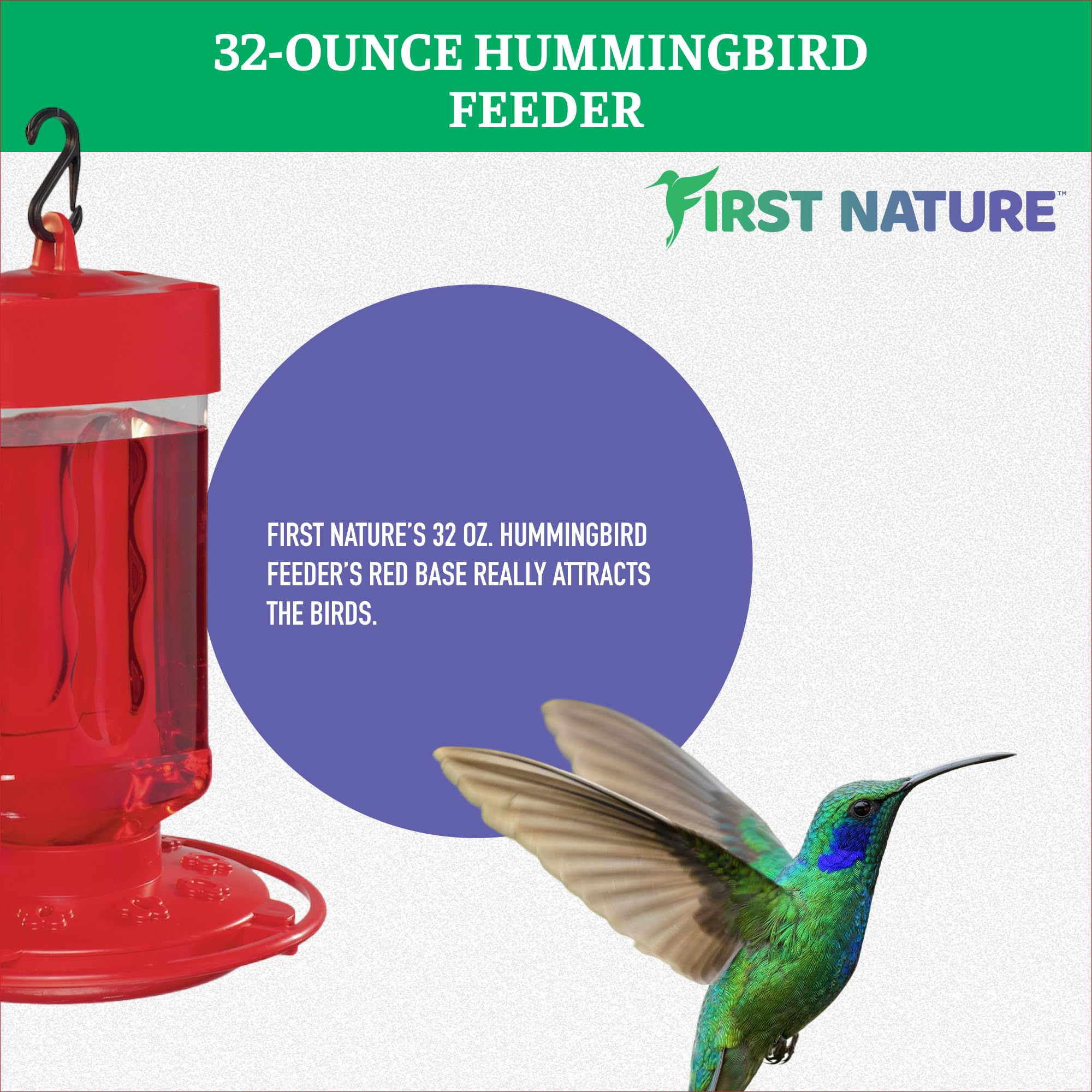 FIRST NATURE Hummingbird Feeder showing ten feeding ports