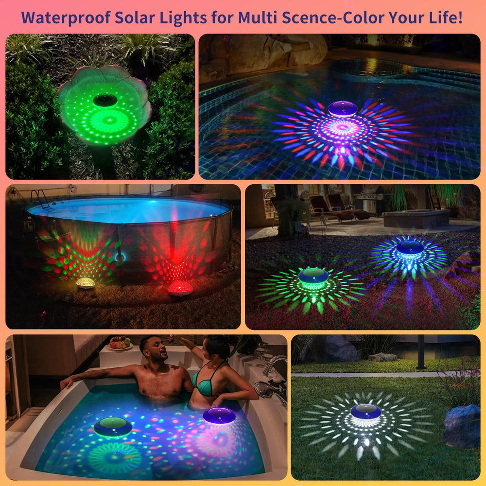 FirstE Solar Floating Pool Light hanging from a tree