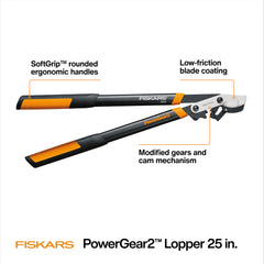 Fiskars 25-inch PowerGear2 Bypass Lopper handle detail