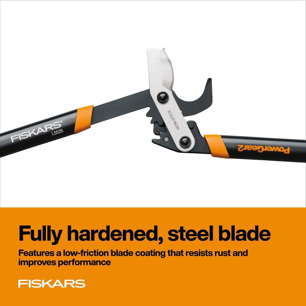 Fiskars 25-inch PowerGear2 Bypass Lopper in use cutting a branch
