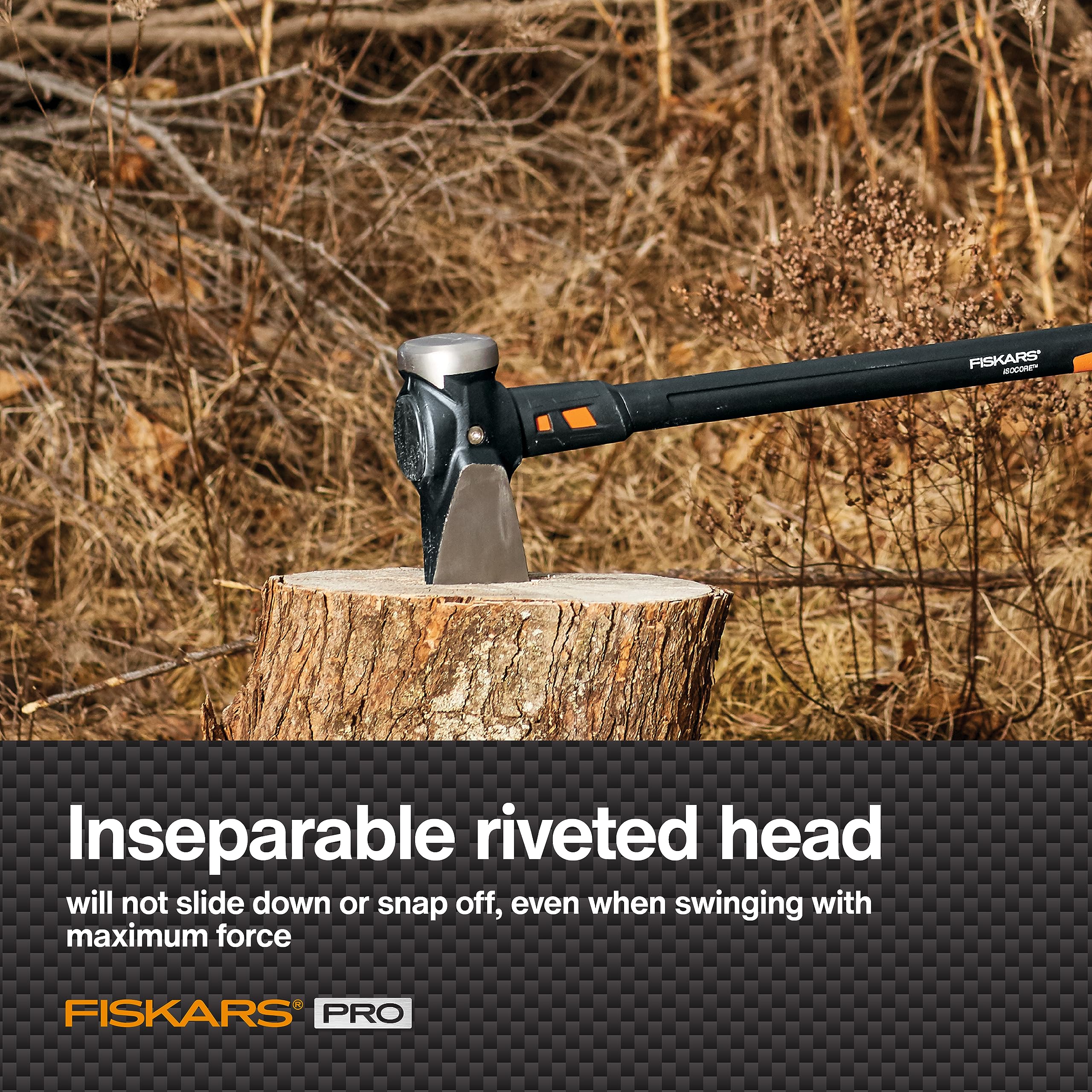 Fiskars 8 lb Splitting Maul showing IsoCore handle