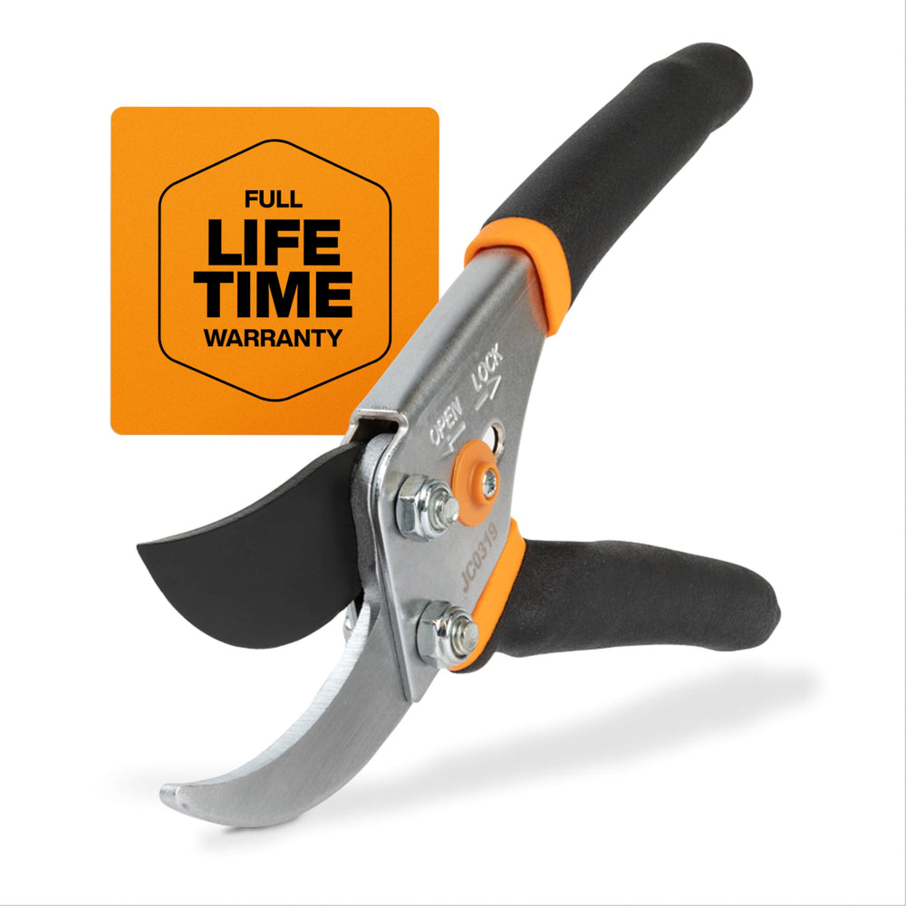 Fiskars Bypass Pruning Shears front view with black handle