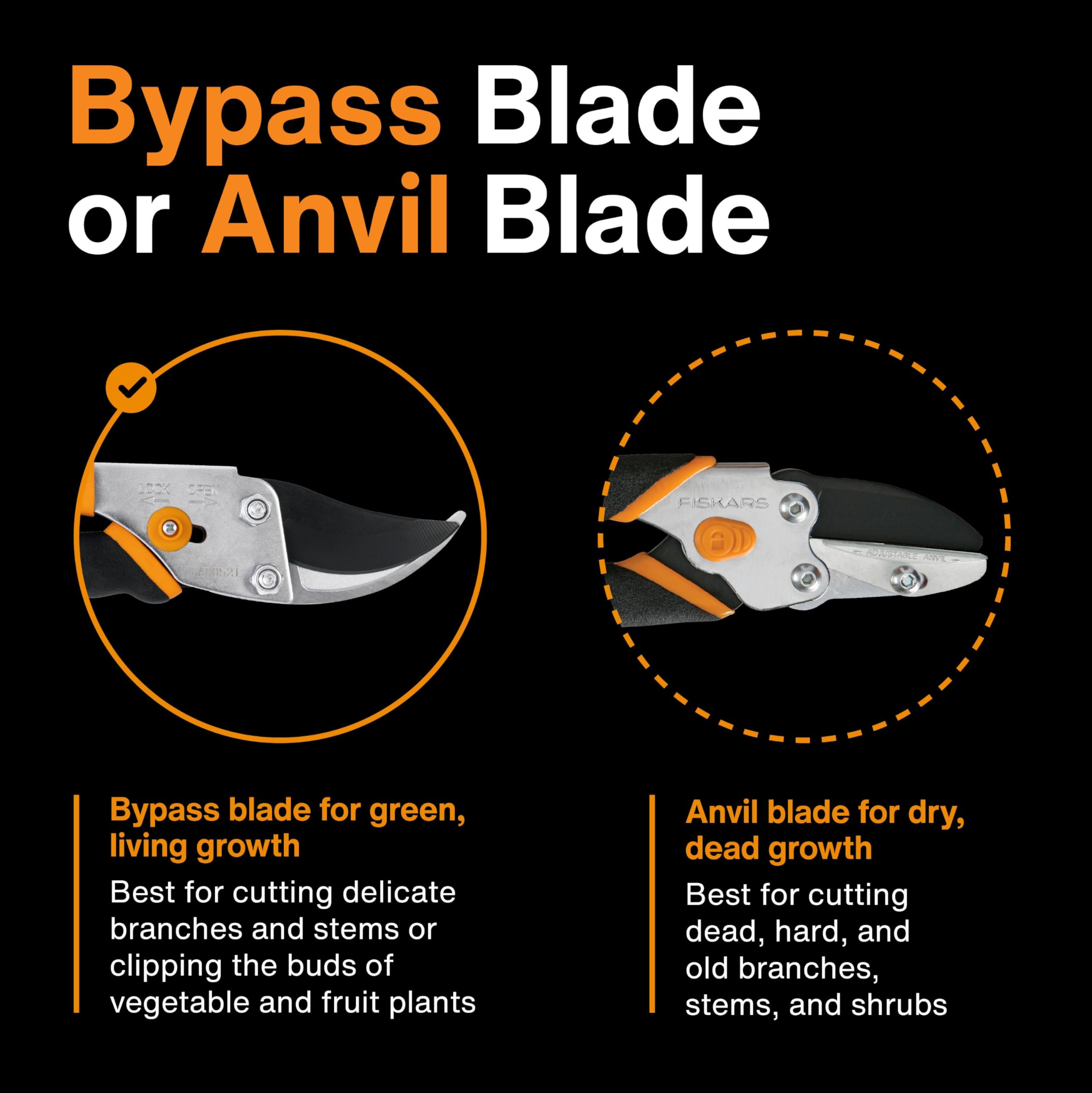 Fiskars Bypass Pruning Shears packaging and product details