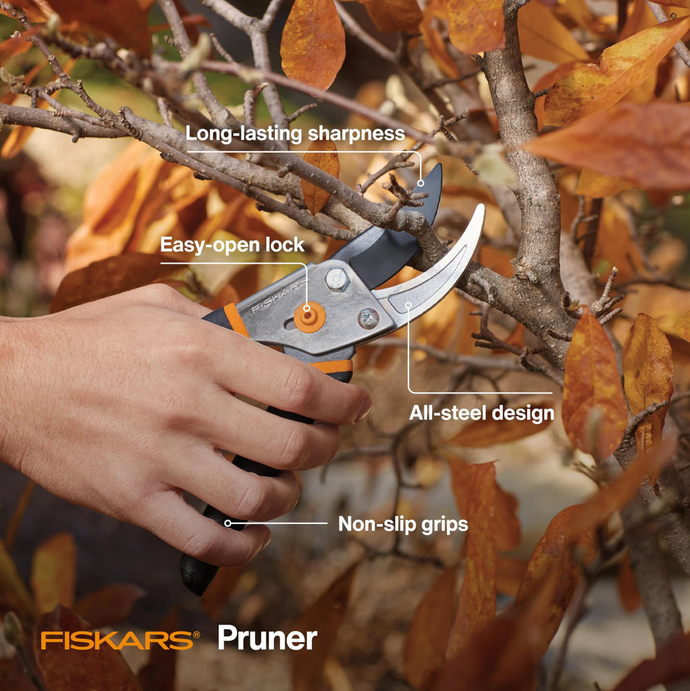 Fiskars Bypass Pruning Shears side view showing blade design