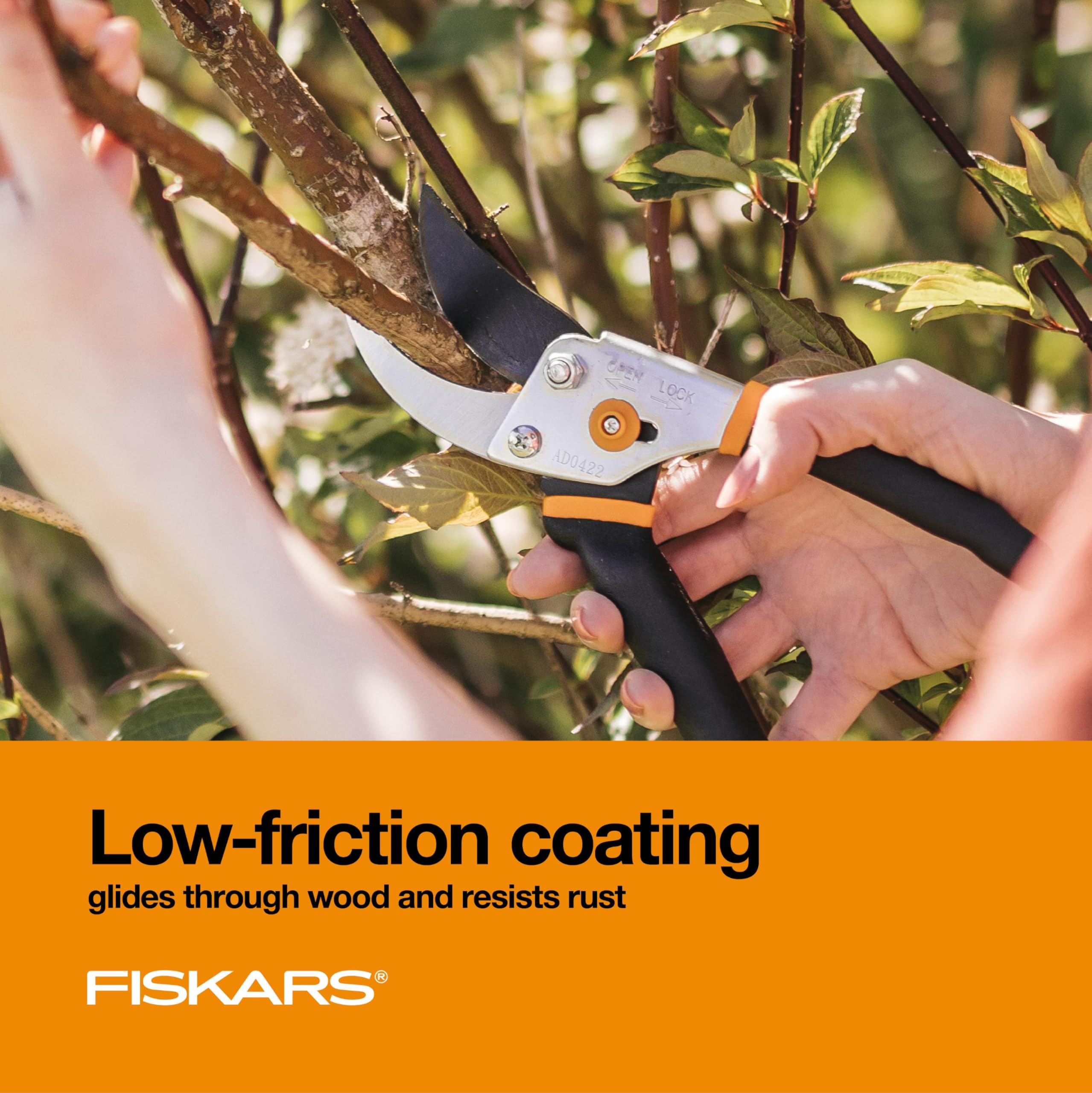 Fiskars Bypass Pruning Shears with ergonomic grip and safety lock