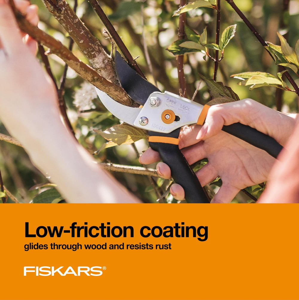 Fiskars Bypass Pruning Shears with ergonomic grip and safety lock
