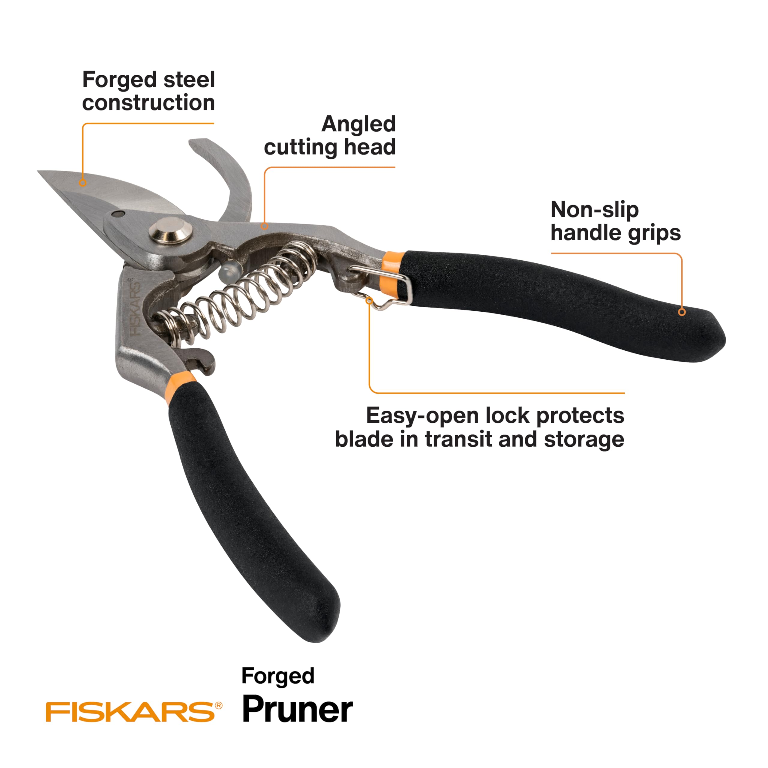 Fiskars Deluxe Forged Bypass Pruner side view showing the blade