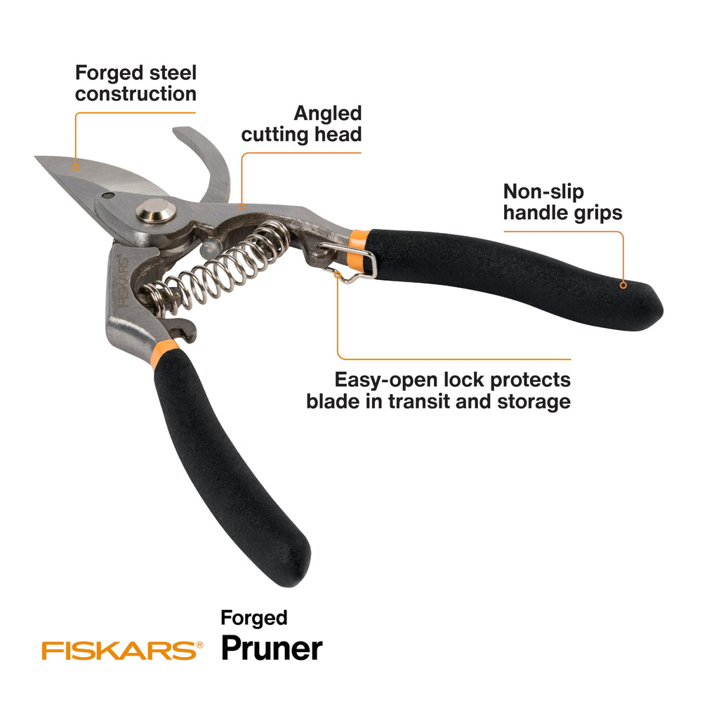 Fiskars Deluxe Forged Bypass Pruner side view showing the blade