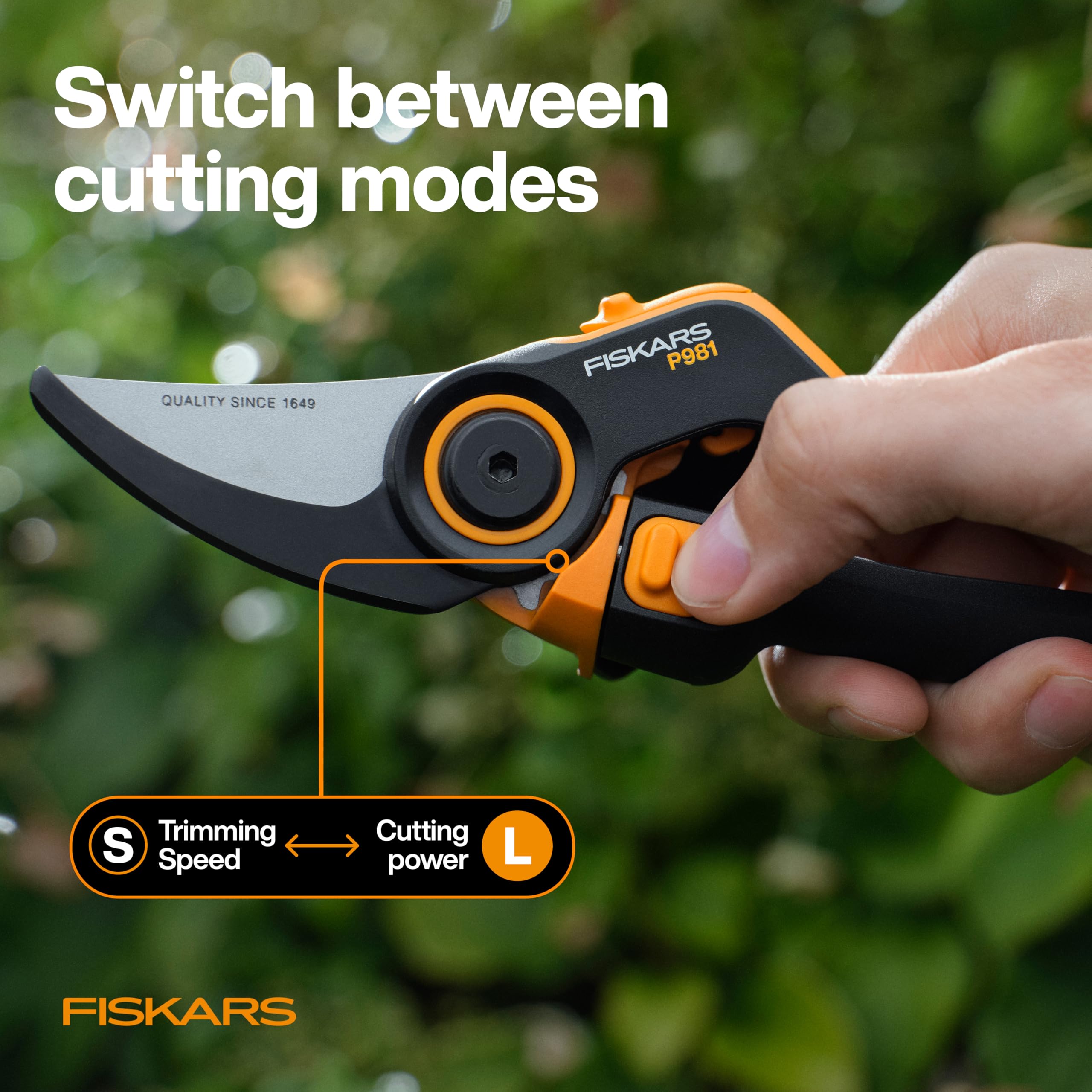 Fiskars DualAction Pruners in use on garden branches