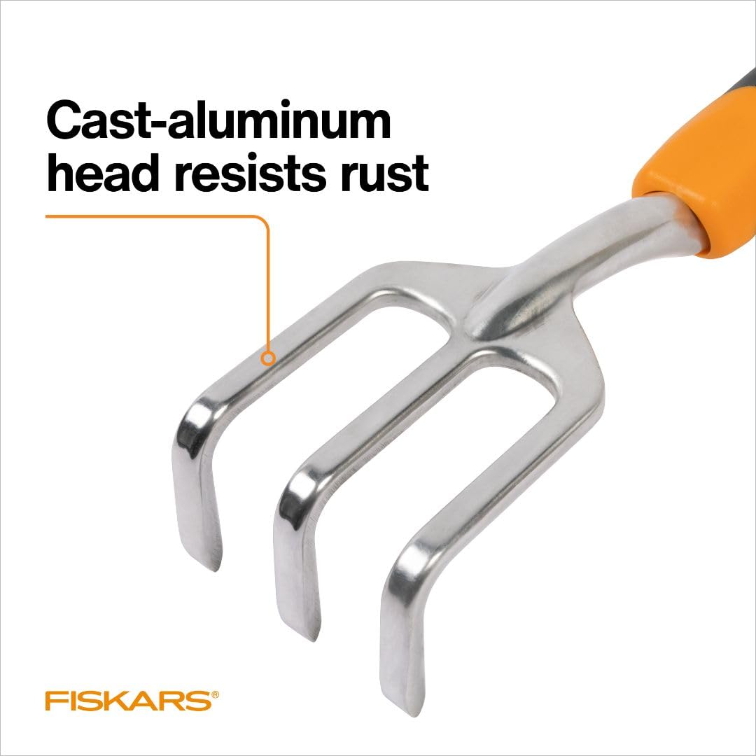 Fiskars Ergo Cultivator shown in a garden setting
