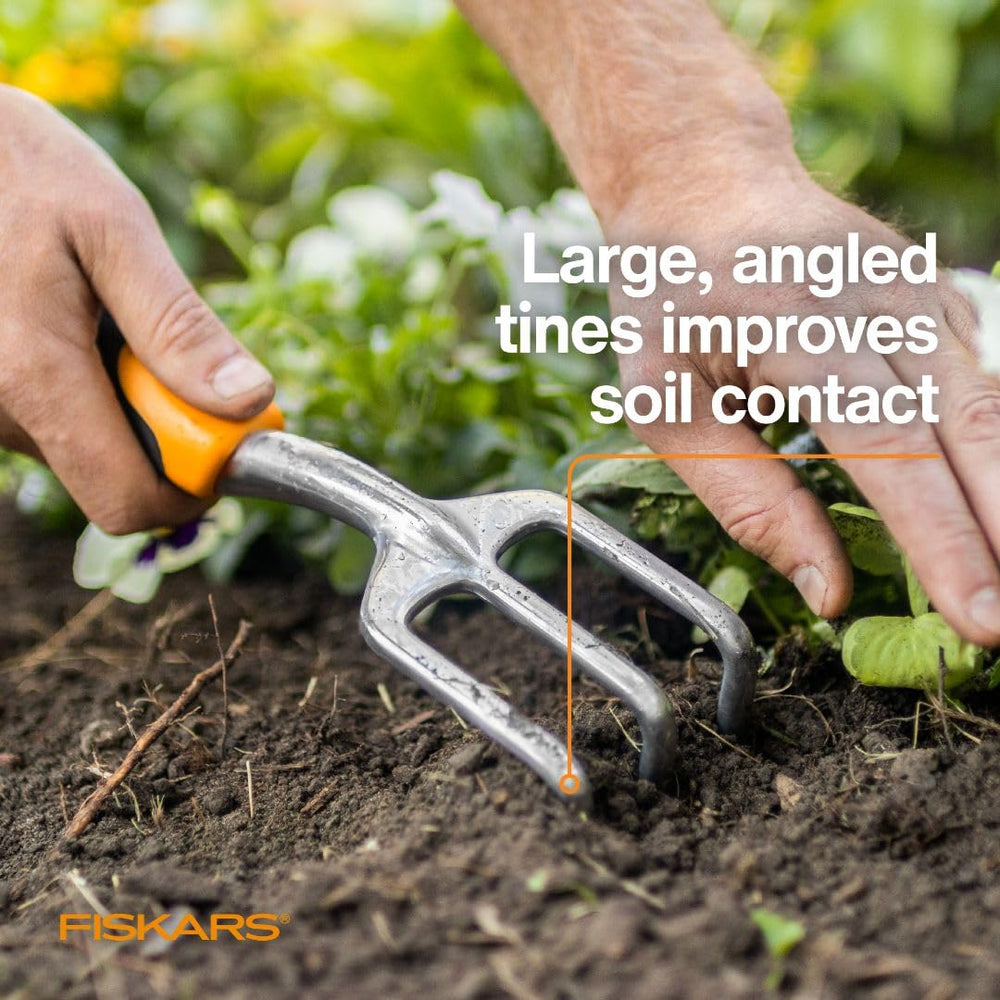Fiskars Ergo Garden Cultivator packaging and specifications