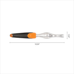 Fiskars Ergo Weeder side view showing angled head for easy weed removal