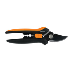 Fiskars Floral Pruning Shears front view with black and orange design