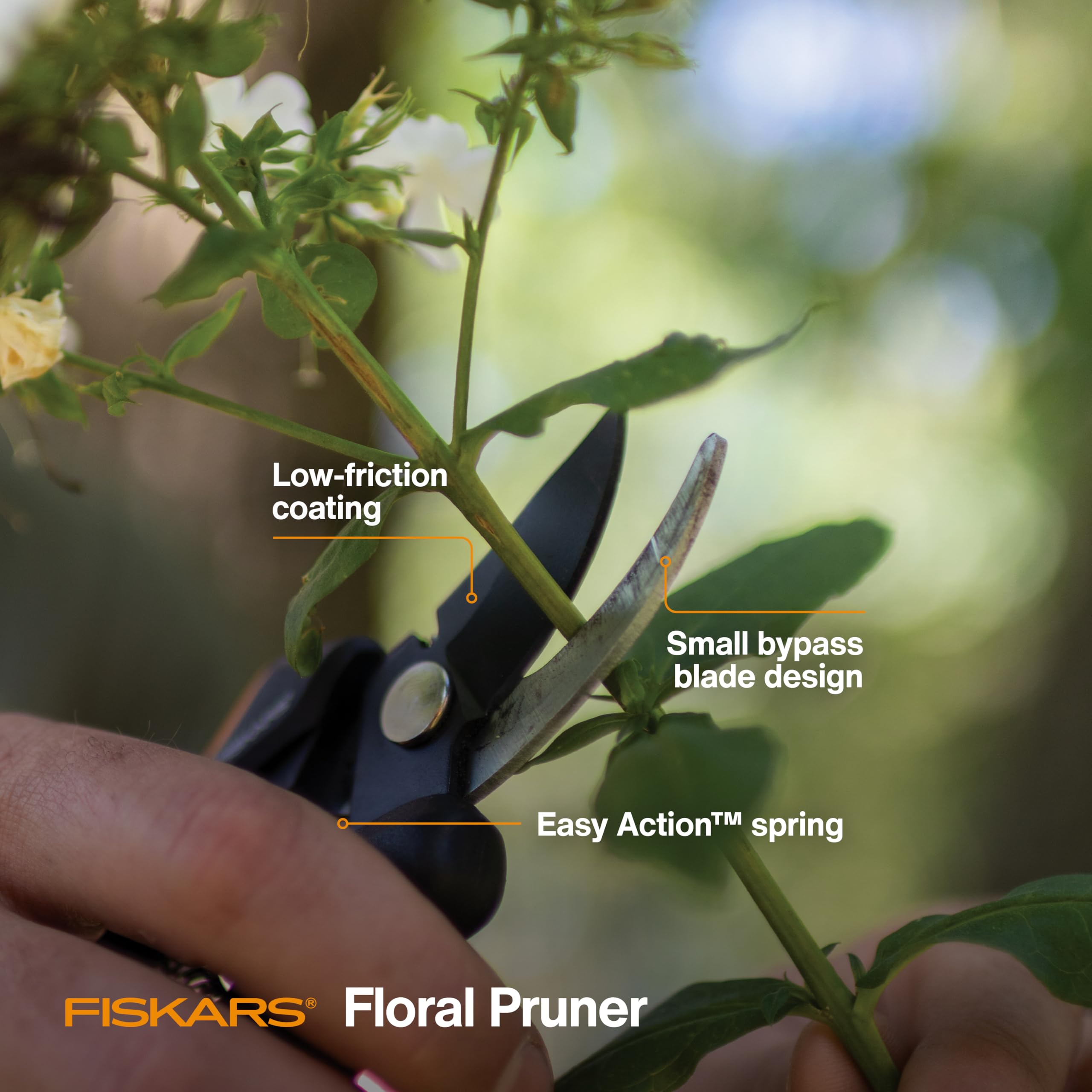 Fiskars Floral Pruning Shears showing stainless steel blades