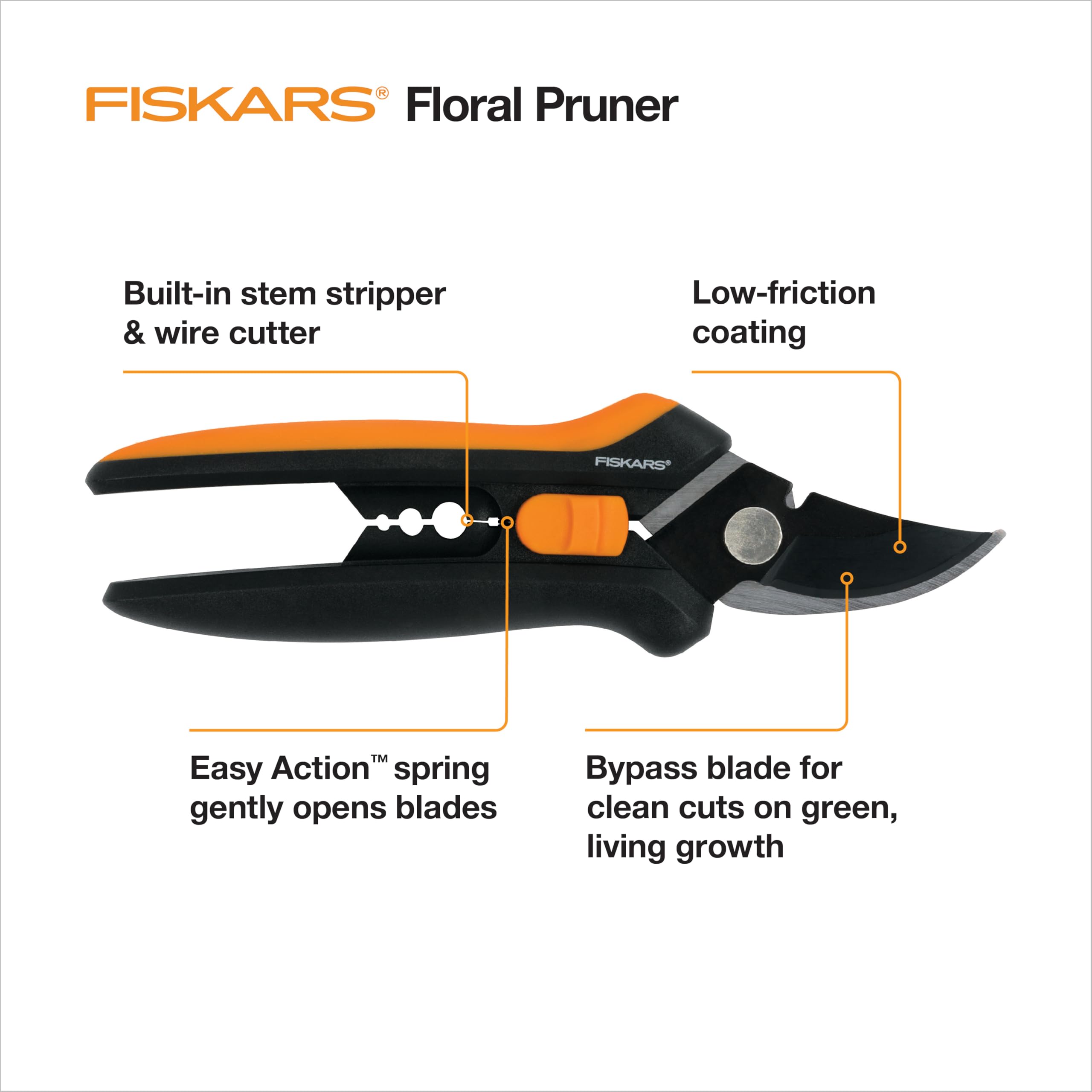 Fiskars Floral Pruning Shears with built-in wire cutter feature
