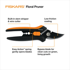 Fiskars Floral Pruning Shears with built-in wire cutter feature