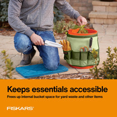Fiskars Garden Tool Bucket Caddy attached to a five-gallon bucket