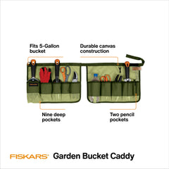 Fiskars Garden Tool Bucket Caddy side view showing pockets