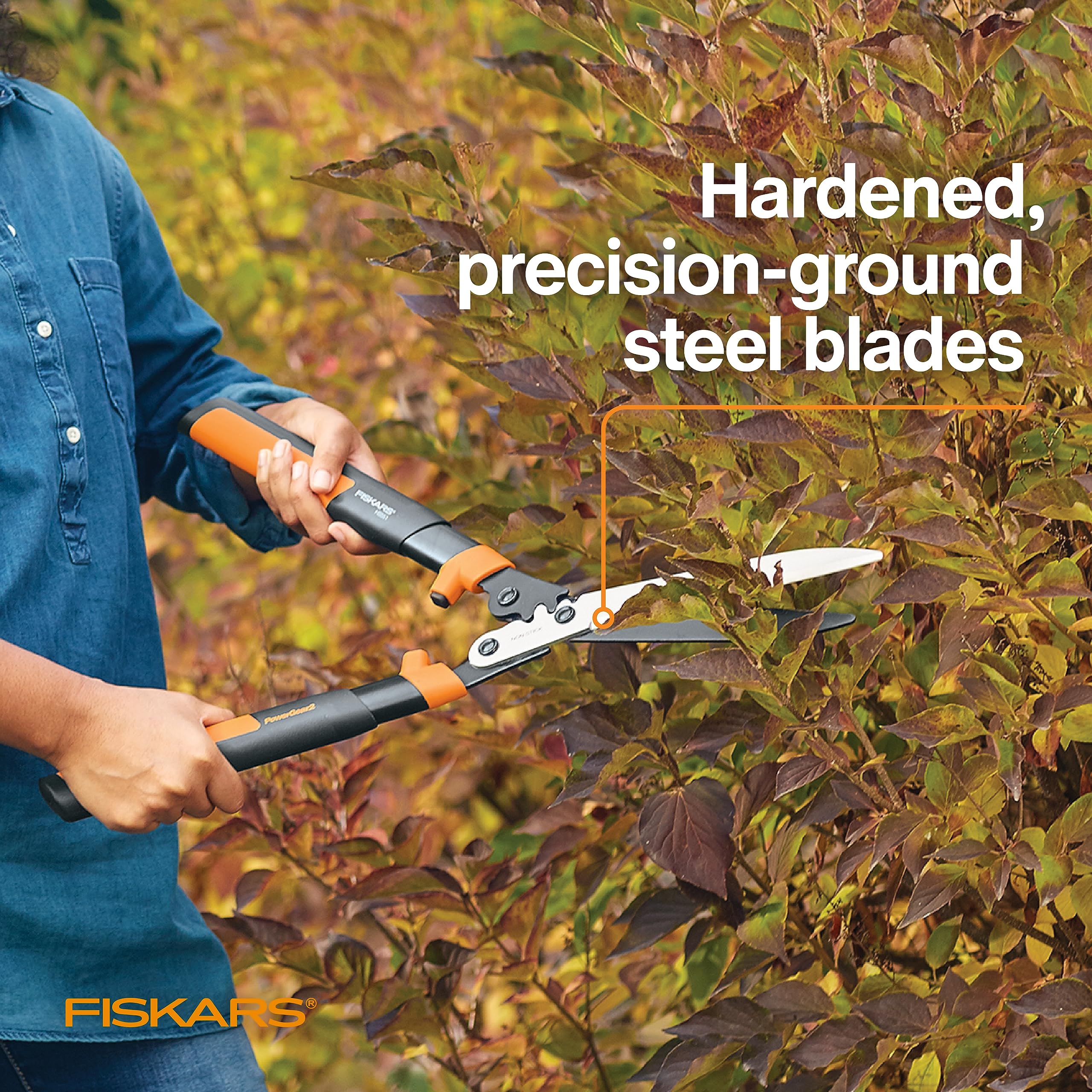 Fiskars garden tools displayed with Hedge Shears