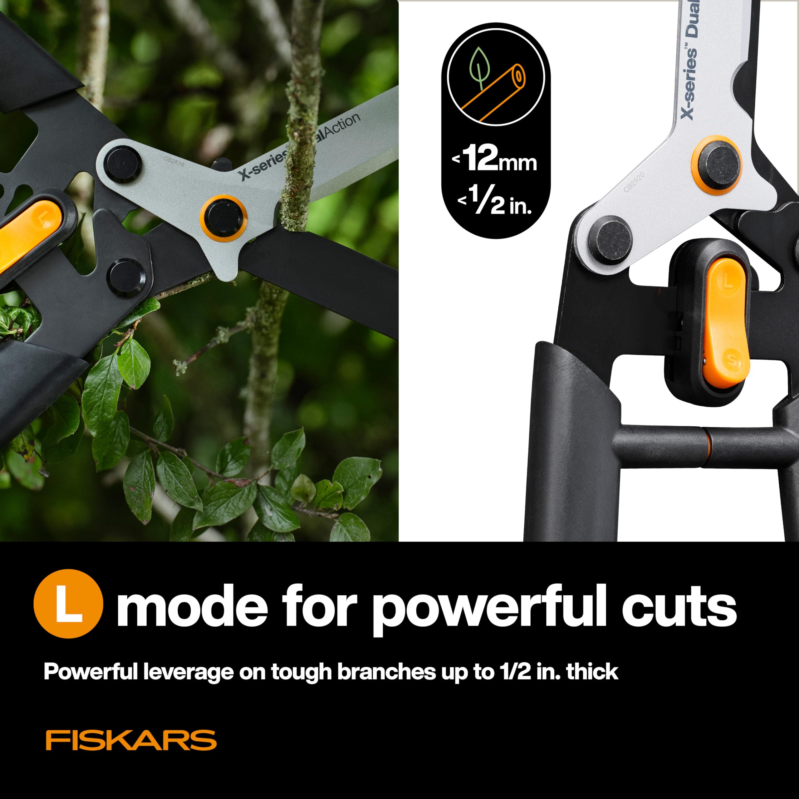 Fiskars hedge shears in use trimming a garden hedge