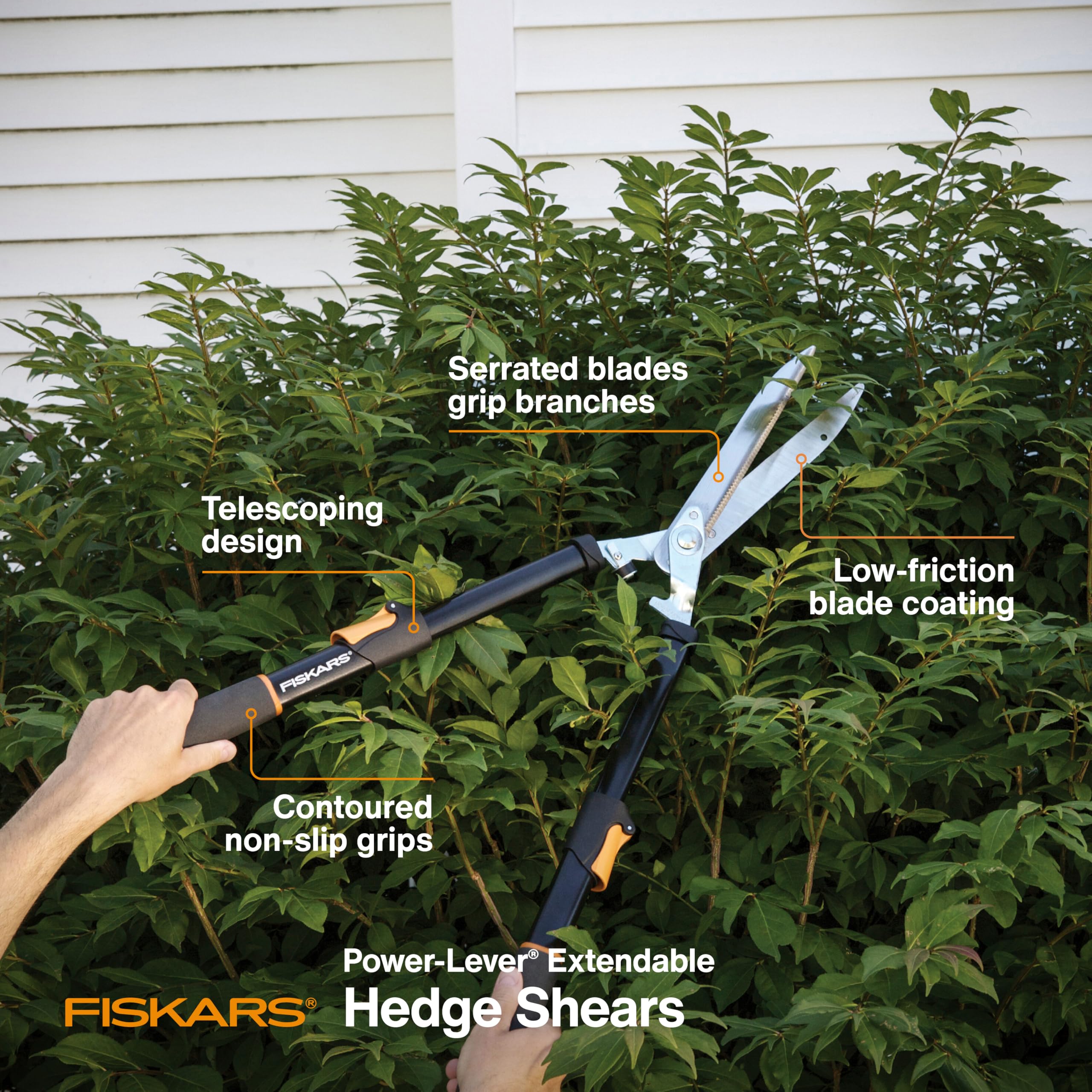 Fiskars hedge shears with cushioned grip handle