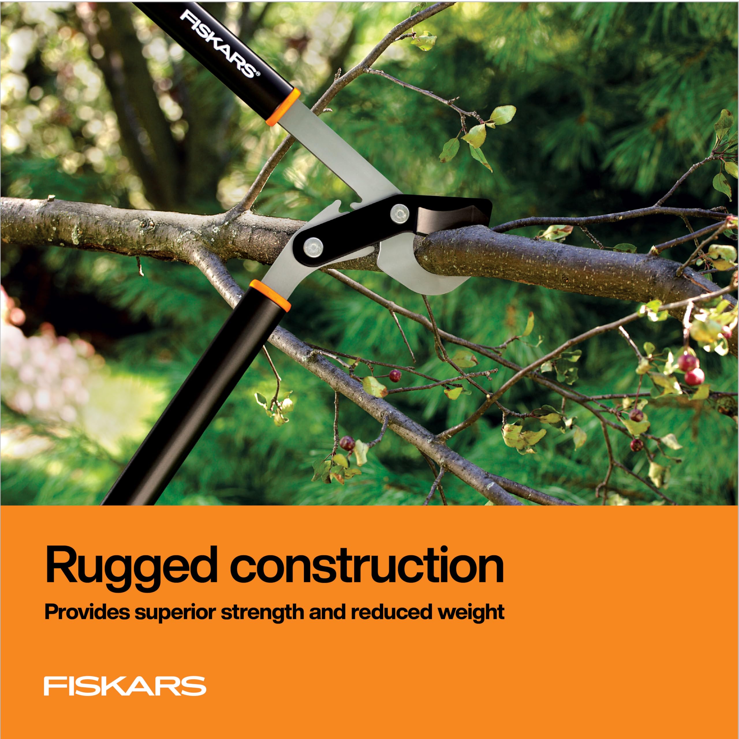 Fiskars lopper in a garden setting, ready for use