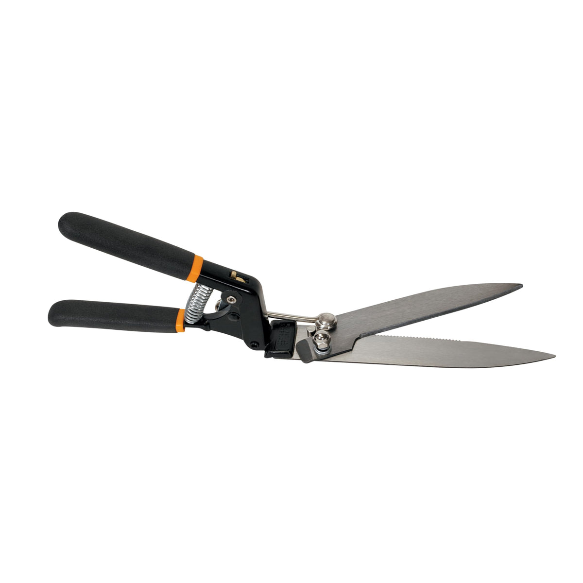 Fiskars Power-Lever Grass Shears front view with serrated blades